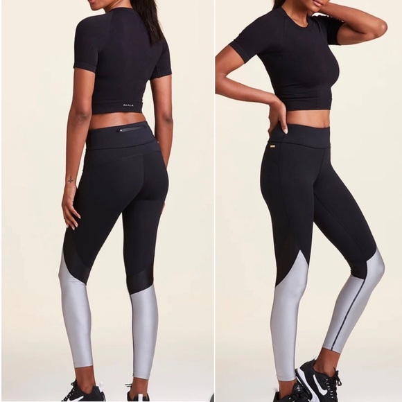 Alala Pants - NWT $110 Alala Captain Ankle Tight Black + Silver XS Leggings